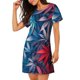 thumbnail image 2 of Balery Red And Blue Leaves Camisón de manga corta con cuello redondo para mujer, cómodo y elegante., 2 of 6