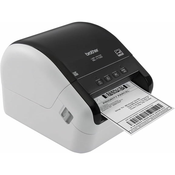Restored Brother QL-1100 Wide Format Thermal Label Printer – Postage & Barcode Professional, Monochrome, USB Connectivity, Black (Refurbished)