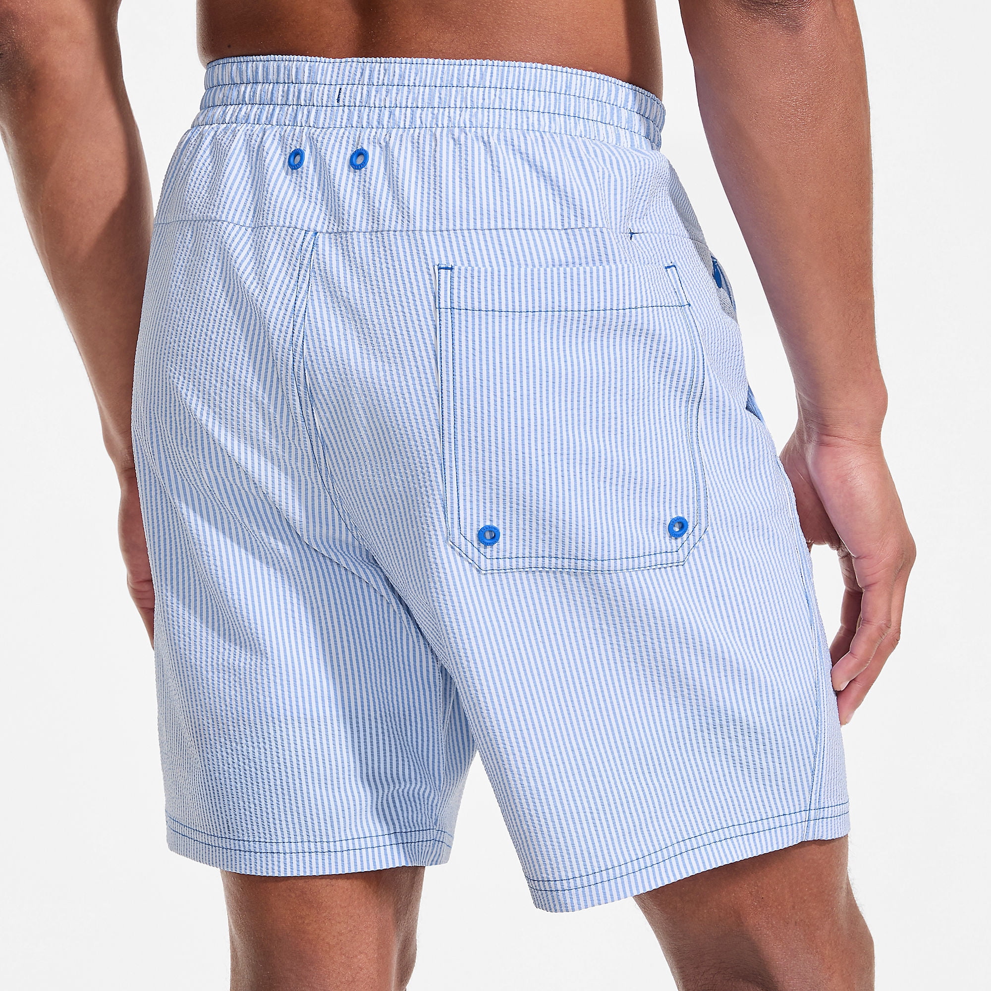 Lands' End Mens 7" Seersucker Volley with Hydroliner Swim Trunk