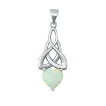Sterling Silver White Simulated Opal Pendant Celtic Knot Charm 925 New Jewelry Female Unisex