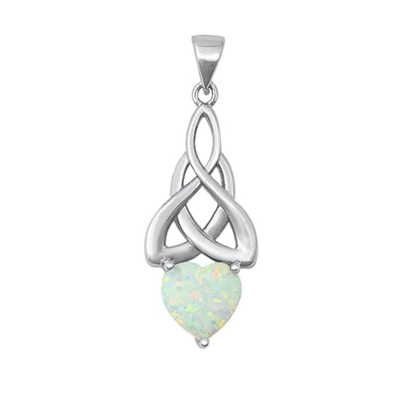 Sterling Silver White Simulated Opal Pendant Celtic Knot Charm 925 New Jewelry Female Unisex