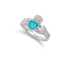 thumbnail image 1 of Claddagh Benediction Blue Simulated Opal Ring Sterling Silver Size 9, 1 of 2