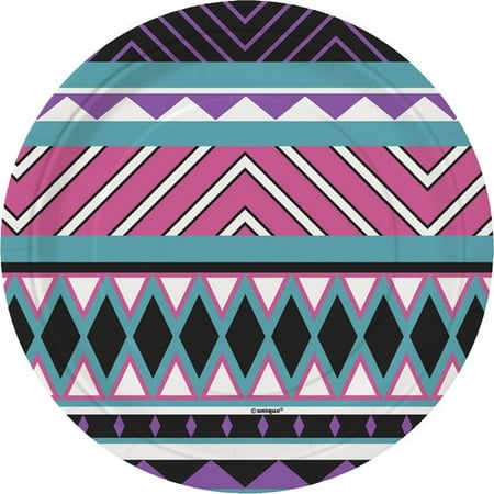 7" Aztec Teal Paper Dessert Plates, 8ct