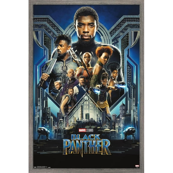 Marvel Cinematic Universe - Black Panther - Group One Sheet Wall Poster, 14.725" x 22.375", Framed