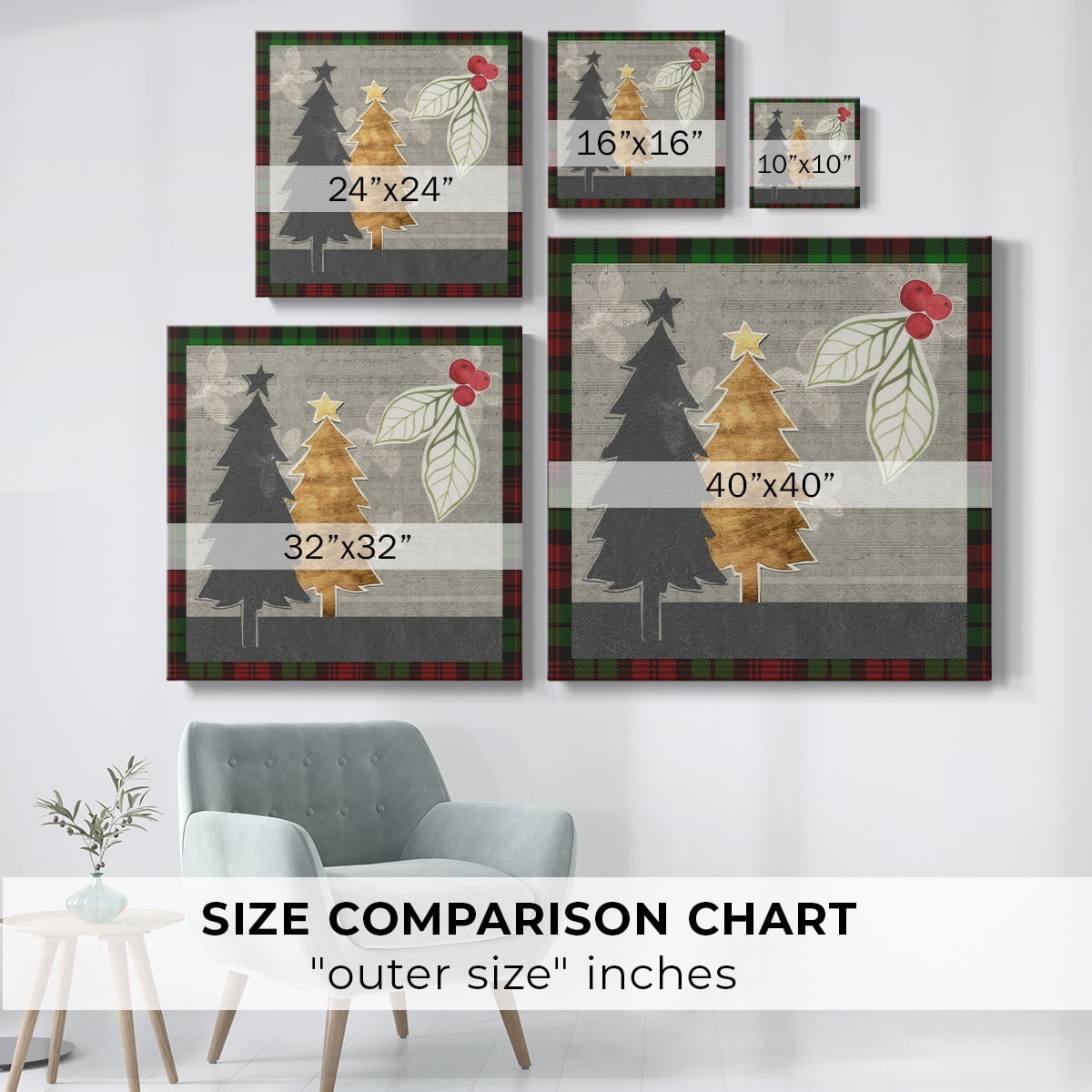 Collaged Christmas Collection C- Gallery Wrapped Canvas