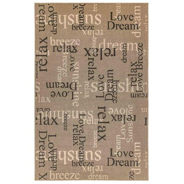 Trans-Ocean Imports RVI45765311 39 x 59 in. Liora Manne Riviera Mots Heureux Tapis d'Intérieur et d'Extérieur - Taupe