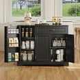 thumbnail image 4 of Coffee Bar, Lofka 42" Kitchen Storage Cabinet, Sideboard Buffet Cabinet with 8 Shelves, 1 Drawer, Black, 4 of 9