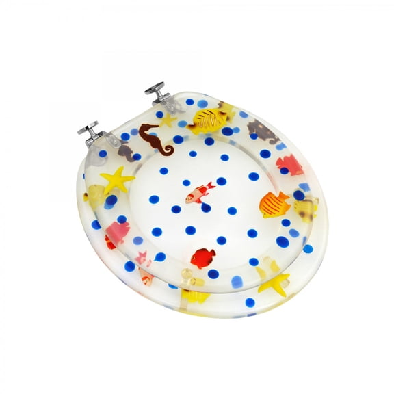 Renovators Supply Children Sea Horse Polyresin Round Child Size Toilet Seat with Chrome Hinge