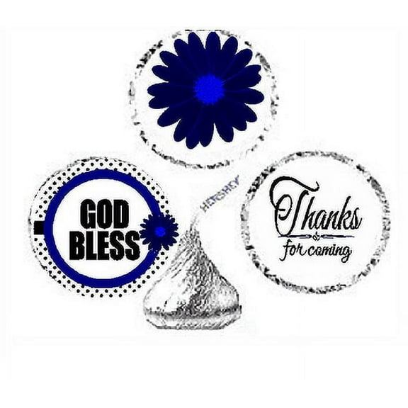 216ct Navy God Bless Religious Baptism Communion Party Favor Candy Decoration Stickers Labels Fits Kisses Chocolates Party Favors Envelope