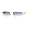 thumbnail image 1 of Classic Rimless Narrow Rectangle Metal Rim 90s Pimp Sunglasses Gold Smoke, 1 of 4