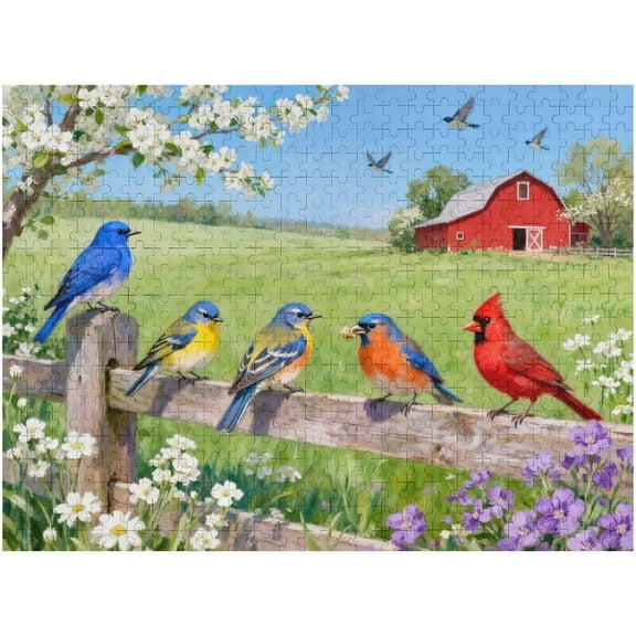 500 Piece Puzzles for Adults,Jigsaw Puzzles 500 Pieces Colorful Birds Jigsaw Puzzles Spring Season Farm Puzzle Bird Lover Puzzles 500 Pieces for Adults Premium Cardboard Puzzle Gift Game 20.5x15 in