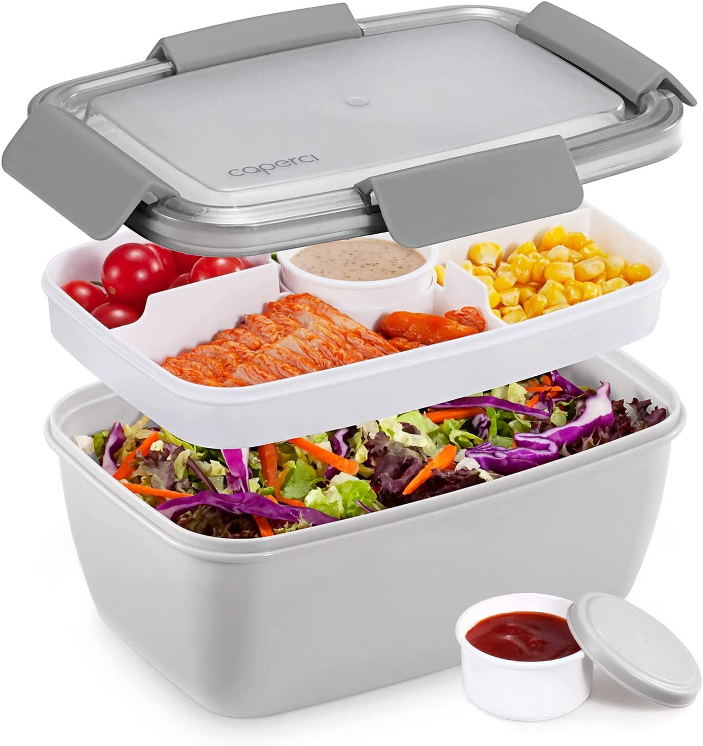 GiFBERA Large Salad Lunch Container - 68 oz Salad Bowl with 5 Compartments  Bento-Style Tray, 2 piece…See more GiFBERA Large Salad Lunch Container - 68