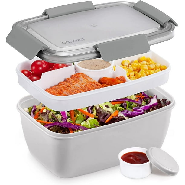 Caperci Large Salad Container for Lunch - Better Adult Bento Lunch Box ...