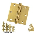 thumbnail image 2 of EMBASSY Door Hinge 3.5 x 3.5 Solid Brass Satin Brass with Steeple Tips, 2 of 7