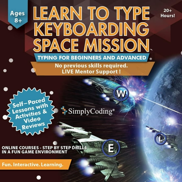 Dactylographie pour les enfants - Apprenez à taper au clavier Cours de mission spatiale à partir de 8 ans