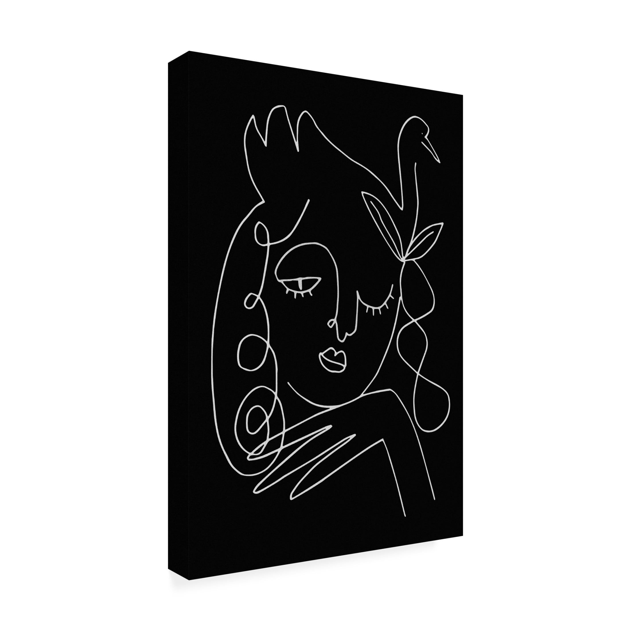 Trademark Fine Art Pictufy Studio Lineart Swan Black Vector 005 Canvas Wall Art