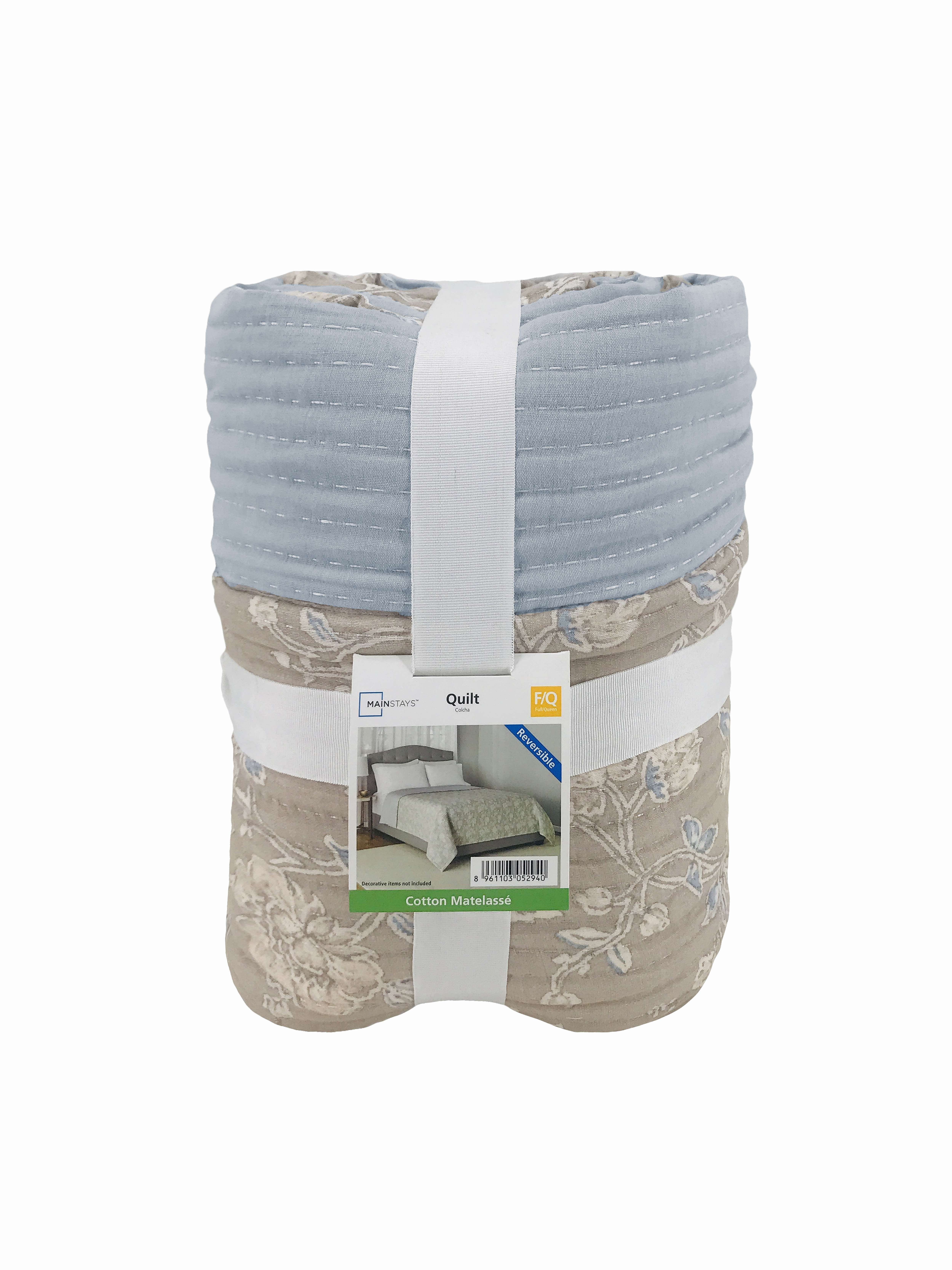 Mainstays Quilt Cotton Denier Filled Jacquard, Full/Queen - Reversible