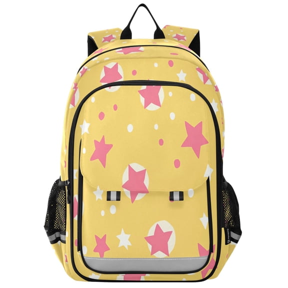 FORMRS Unisex School Backpack 17" Student Travel Bag with Laptop Compartment, Yellow Stars