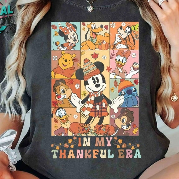 In My Thankful Era Disney Autumn Leaves Pumpkin Spice Shirt, Mickey & Friends Fall Vibes Tshirt, Disneyland Fall Autumn 2024 Trip Gift, S-5XL Shirt