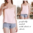 thumbnail image 3 of Pink+Red Basic Women's Satin Silk Tank Top Ladies V-Neck Silky Loose Sleeveless Blouse Tank Shirt, 3 of 13