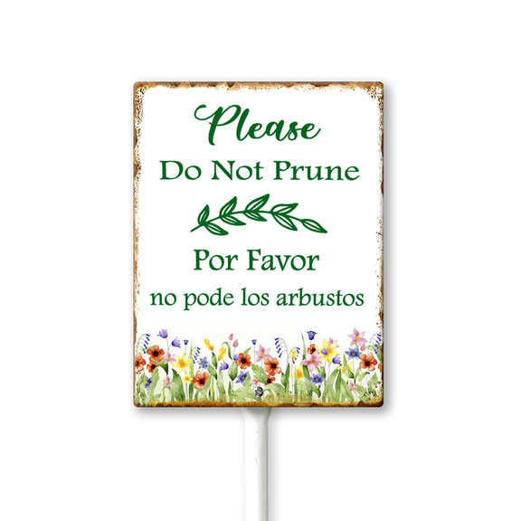 Eveokoki (8X12) IN Please Do Not Prune Yard Sign With Metal Stake Lawn Sign Stand Outside Garden Farm Tin Signs Wildflowers Butterfly Outdoor Fence Retro Decorations