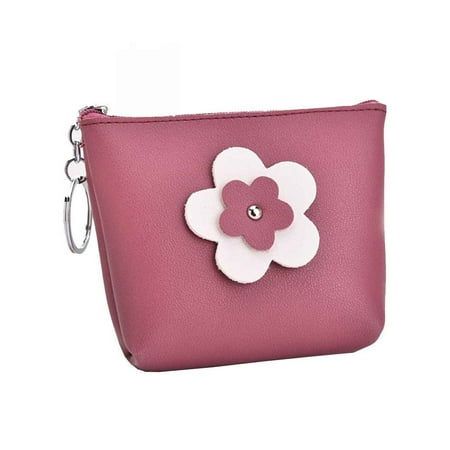 Key Coin Purse Wallet Women's Sun Flower PU Leather Coin Purse Small Zipper Change Wallet Key Holder Case ()