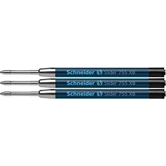 Schneider Slider 755 Ballpoint Refill, Permanent XB Black, Blister Pack of 3