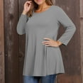 thumbnail image 5 of Dweltoz Womens Plus Size T Shirts L-4XL Summer Crew Neck Tops 3/4 Sleeve Outfits Casual Soild Color Tunics Blouses,Light Gray 2XL, 5 of 5