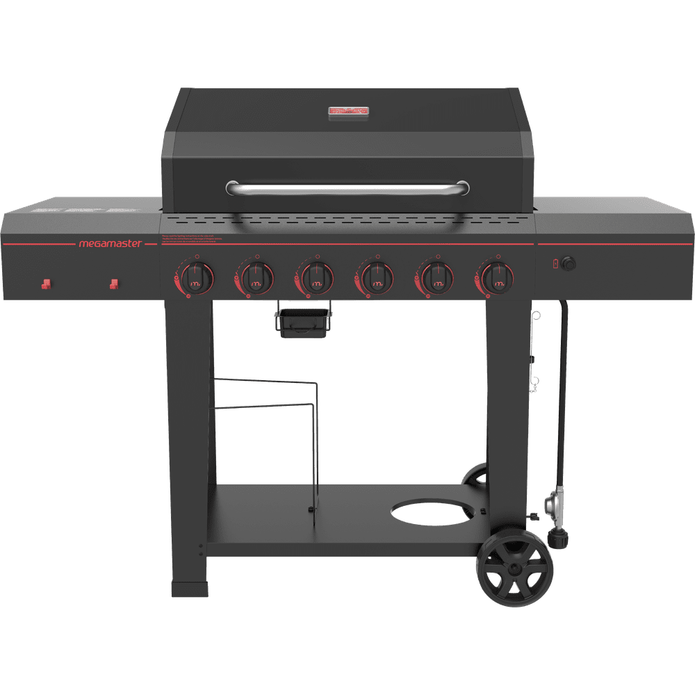 Megamaster 6 Burner Propane Gas Grill with Open Cart