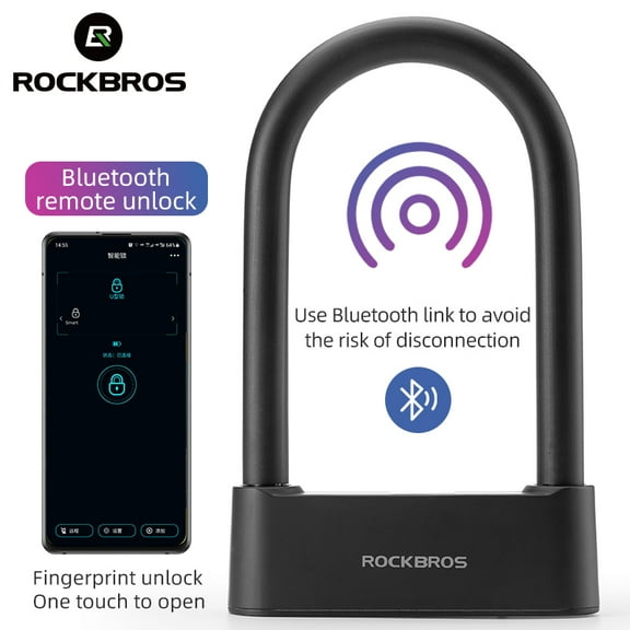 Rockbros Heavy Duty Smart Remote Bike U Lock Fingerprint Bicycle Locks APP Lock