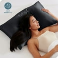 thumbnail image 3 of Bare Home Satin Pillowcase Set - Luxury Envelope Pillowcases - Soft and Smooth - Breathable - Queen, Black, 3 of 9