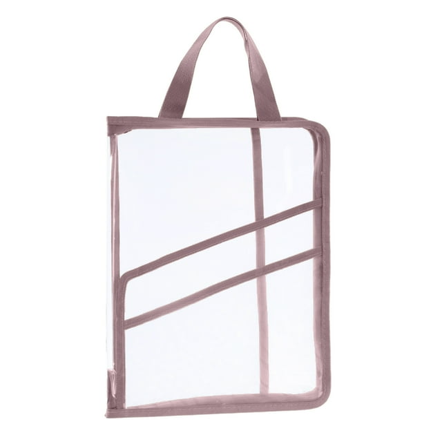 WRKEKC Transparent A4 Portable Folder with Zipper - Student Test Paper Storage Bag, Made of Good Material, Water-resistant, Secure Zipper Closure, Available in Blue, Green, Pink, Brown Colors