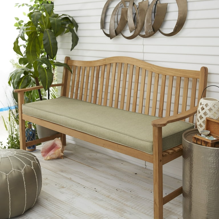 Sunbrella Beige Corded Indoor Outdoor Bench Cushion 57 in x 16 in x 2 in