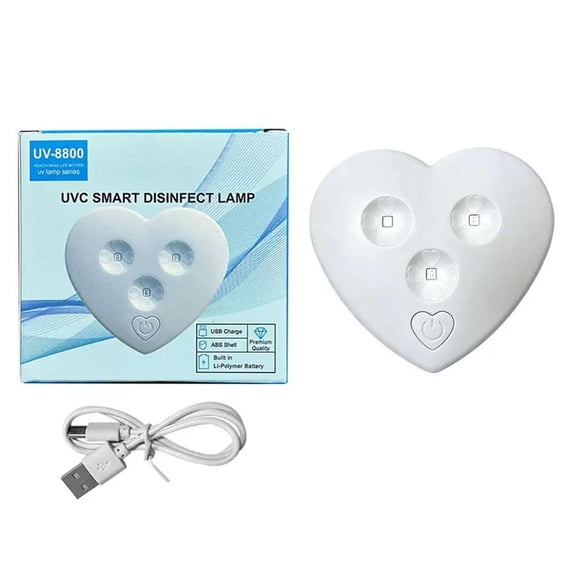 Smart Toilet UV-C Light with Gravity Sensor, USB Rechargeable Heart-Shaped Bathroom Night Light for Toilet Lid Installation, White