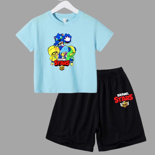 Ensemble 2 Pcs d'Été Anime Combat Jeu de Rôle T-Shirt à Manches Courtes + Shorts Vêtements Décontractés Enfants Col Rond Garçons Filles Tout-Petits