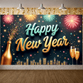 thumbnail image 5 of Festive Theme Happy New Year Banner Colorful Fireworks New Year Display Gold Champagne Confetti Design Festive Backdrop for New Year Party Holiday Celebration Eve Gathering, 5 of 9
