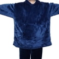 thumbnail image 2 of Couverture Portable à Capuche pour Femmes en Molleton, Sweat à Capuche Chaud et Confortable avec Poche, Bleu Régulier, Taille Unique, 2 of 7