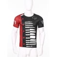 thumbnail image 4 of Oyolan Chemise de Chef pour Hommes Imprimé Contrasté Couleur Restaurant Cuisine Costume Col Rond Manches Courtes Tee Top Rouge&Noir m, 4 of 8