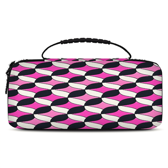 Herdesigns Pink Black Carry Case Compatible with Nintendo Switch OLED Model 2021/Switch 2017, Geometric Protective Travel Switch Carrying Case with 20 Game Card Slots for Switch Console & Accessories