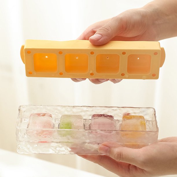 XWSHYW Aparatos de Utensilios de Cocina. Nuevo para Verano, Membrana Fácilmente Desmontable, Máquina de Hielo de Cuatro Compartimentos de Grado Alimenticio para El Hogar, Patrón Glaciar
