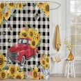 thumbnail image 3 of Shower Curtain Yellow Sunflower Truck Shower Curtains for Bathroom Decor, Waterproof Polyester Shower Curtain Set with Hooks, Standard Size 72" x 72" Black Buffalo Plaid, 3 of 9