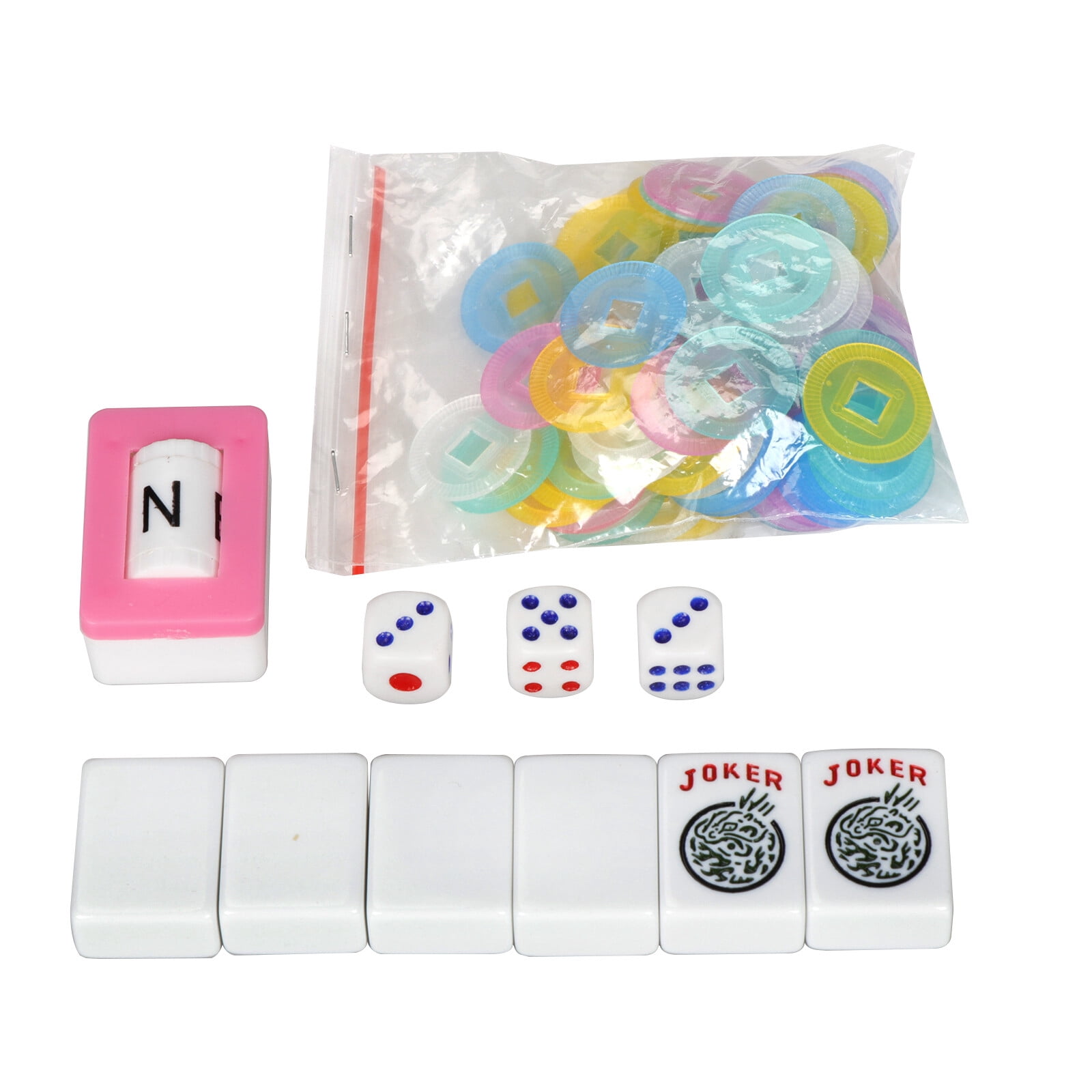 American Mahjong Set with 166 Tiles|Racks with Push|Betting Coins|Dice & Bag
