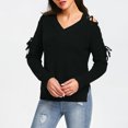 thumbnail image 2 of Lightweight Sweaters For Women Sevevn Women's Fashionable Hollow Out Long Sleeved V Neck Lace-Up Sweater, 2 of 7