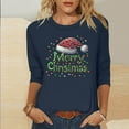 thumbnail image 2 of Makaor Women Tops Trendy Christmas Crew Neck Shirts Graphic 3/4 Sleeve Pullover Tees Cute Fall Winter Clothes, 2 of 3