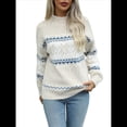 thumbnail image 2 of Suéteres Casuales de Punto con Estampado de Leopardo para Mujer, Suéteres de Larga con Cuello Redondo Albaricoque L, 2 of 10