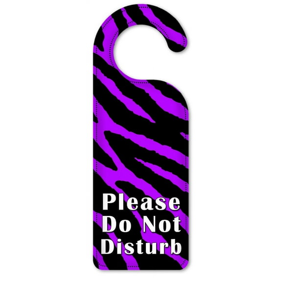 Do Not Disturb Door Knob Hanger Sign - Purple Zebra