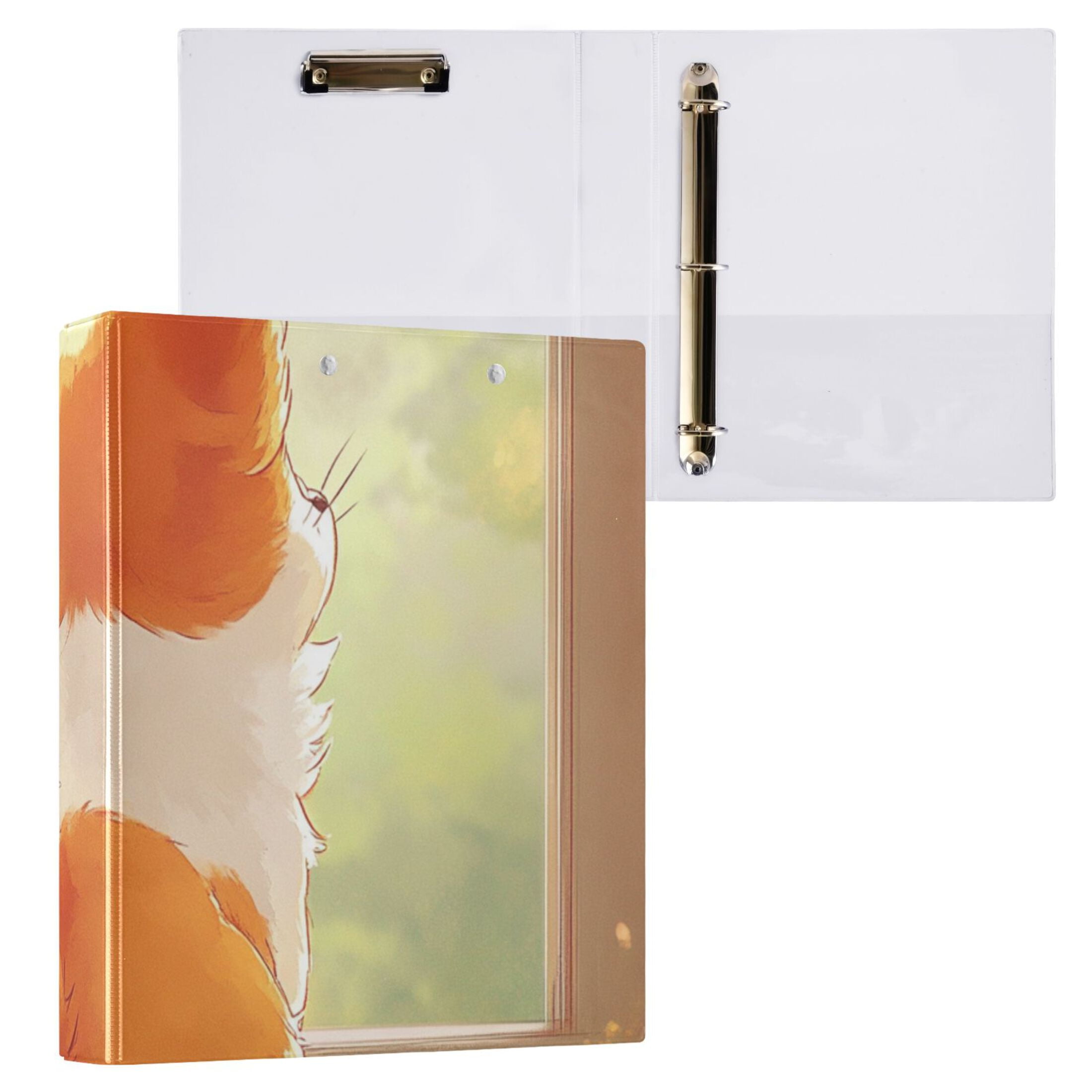 Corgi Dog 3 Ring Binders 1.5 inch Hardcover File Folders with Interior Pockets A4 Size Organizer for School Office Hospital
