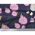 thumbnail image 3 of Soimoi Blue Satin Silk Fabric Insect & Floral Artistic Print Sewing Fabric BTY 42 Inch Wide, 3 of 3