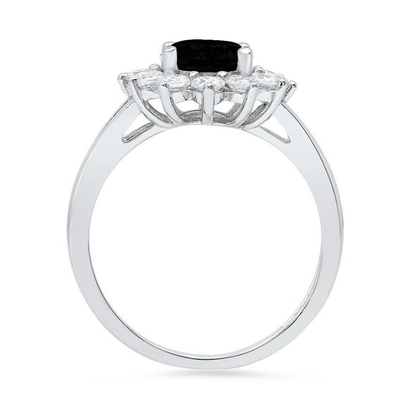 2.72 ct Oval Cut Natural Onyx Halo Engagement Ring for Women in 18K White Gold