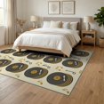 thumbnail image 3 of ODIKA 6'x9' Washable Area Rug Record Vinyl Vintage Turntable Scattered Music Symbols Shaped for Queen Size Bedroom, Under Bed, Master Suite, Easy Care, Non-Shedding, 3 of 7